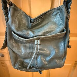 Fossil Blue Leather Hobo Bag